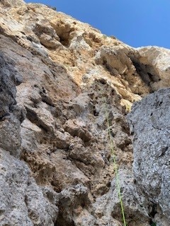 Nicole 80' up on a sport climb