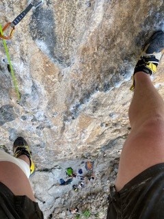 Point of view from the top of a climb